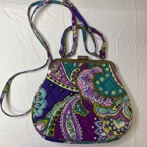Vera Bradley Purple and Green Crossbody‎ Bag with Paisley Print